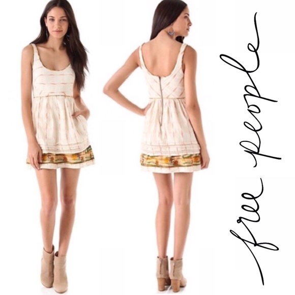 Free People Dresses & Skirts - Free People New Romantics Beige Ikat Dress Size 4